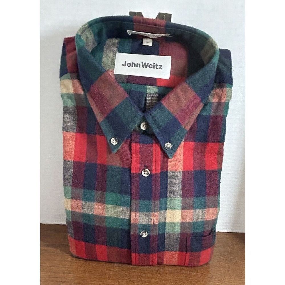 John Weitz Plaid Flannel Men's Size L Vintage NWT
